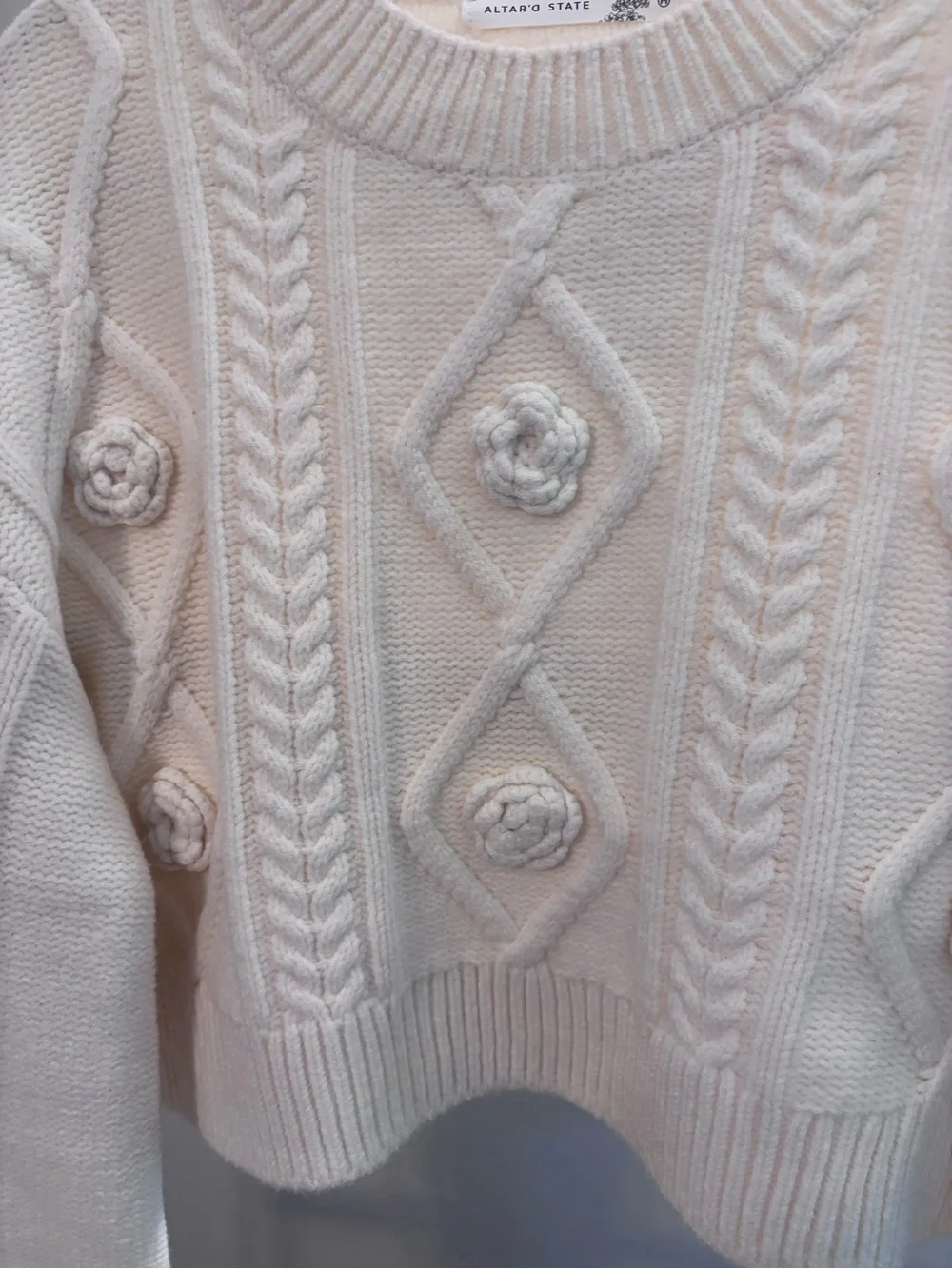 Altar’d State Cropped rosette sweater